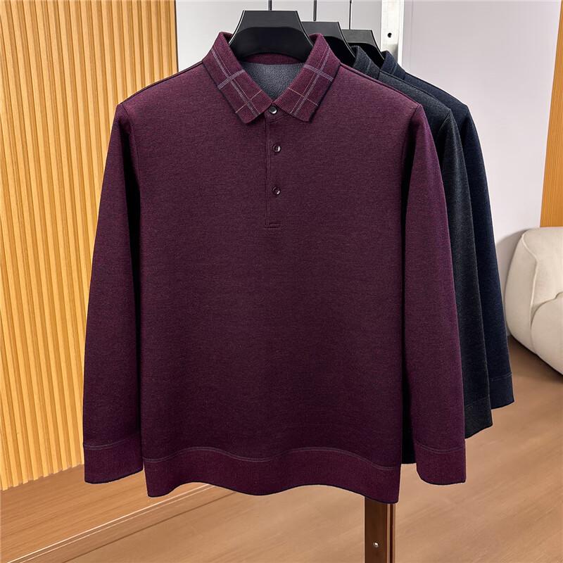 Yiliteng Men's Fleece-Lined Business Casual Lapel Knit Sweater