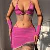 Sexy Lingerie Sets Hot Fancy Underwear Club Fashion Four Piece Set Rhinestone Tassel Sleeveless Bra Thong Skirts Erotic Costumes