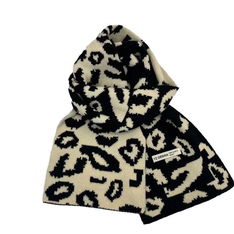 Couple Leopard Print Scarf Fashionable Versatile Warm Texture Fashionable Scarf Autumn and Winter Scarf