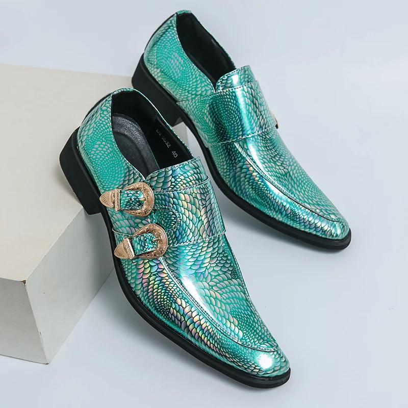 FashionHot Luxury Pink Mens Patent Leather Shoes Designer High Quality Pointed Chelsea Formal Shoes Man Dress Wedding Party Shoes Men