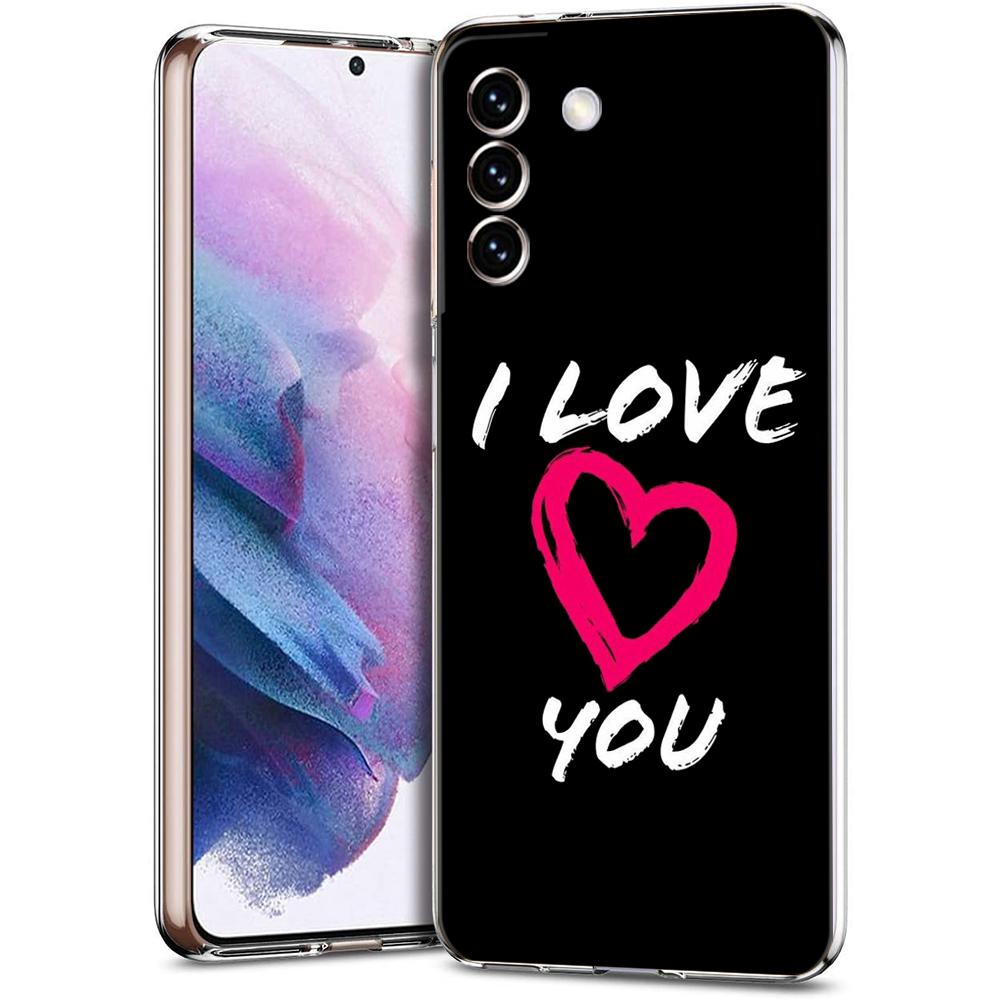 Phone Case For Samsung Galaxy S24 Ultra S23 FE S22 S20 S21 5G S10 S9 Plus S10E S8 Clear I Love you Pink Heart Cover