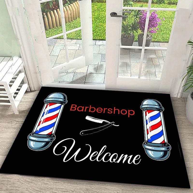 Felpudo de Bienvenida para Barbería Cartel de Barbería Felpudo Gráfico Impreso Felpudos para Baño Cocina Entrada Alfombra Decoración del Hogar