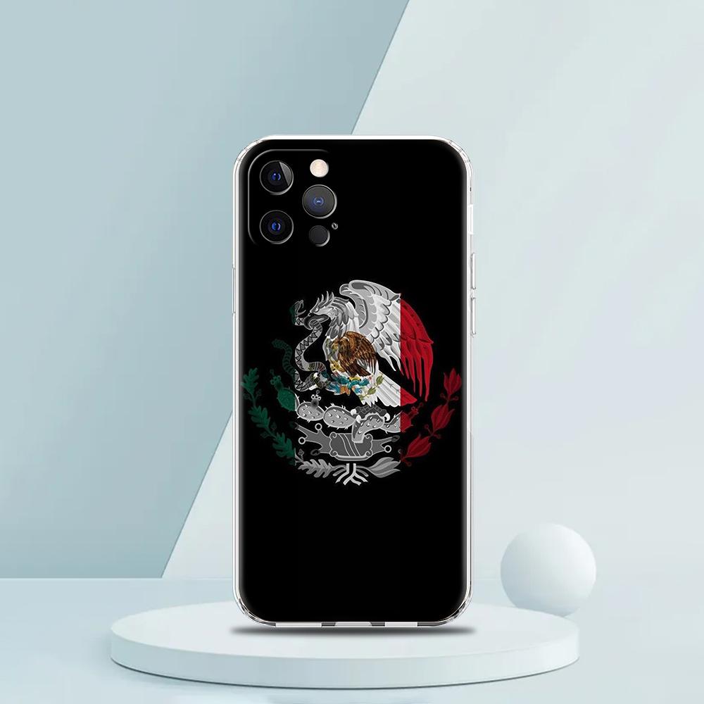 For iPhone 15 16 14 13 12 11 Pro Max XS X XR SE 7 8 Plus soft Silicone Clear Cover Mexico Flag Luxury Phone Case