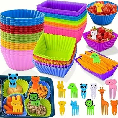 Reusable Bento Cup Divider for Lunch Box Food Grade Mold Easy Clean Cake Liner for School Kid Snack Meal DIY Organizer