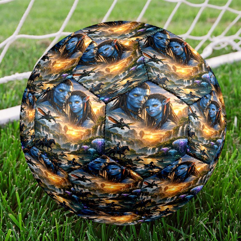 Avatar Print Size 5 Soccer Ball, Standard Match Football for Sports Game and Team Practice, Ideal Gift for Soccer Fans