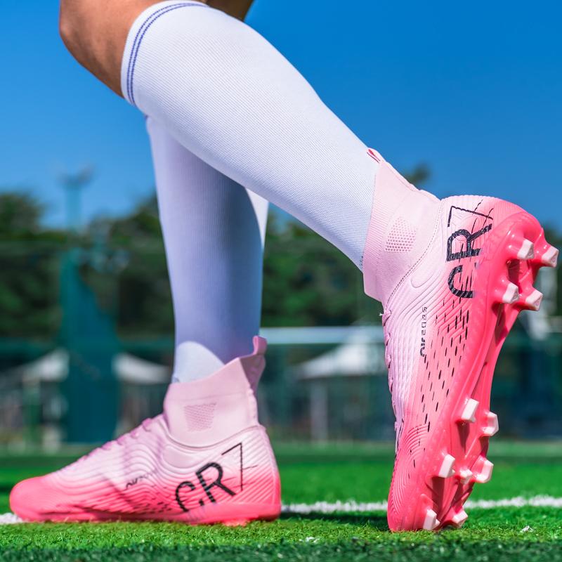 Pink Soccer Shoes Men Kids Professional Society Original Football Boots Outdoor Non-Slip Futsal Trainning Sneakers Size 33-46