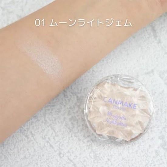 Canmake Cream Munyutto Highlighter 01 Moonlight Gem 3.8g Raw Rare Adheres Smoothly White Beige 1