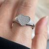 925 Silver Rings for Women Couple Minimalist Handmade Simple Diamond Heart Round Ring Fine Jewelry Gift Prevent Allergy