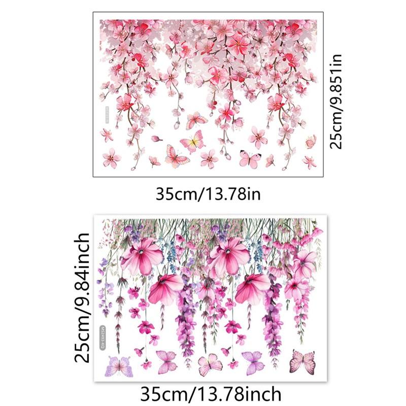 Plant Flower Butterfly Wall Sticker Bathroom Toilet Decor Living Room Cabinet Home Decoration Decals Beautify Self Adhesive Mura