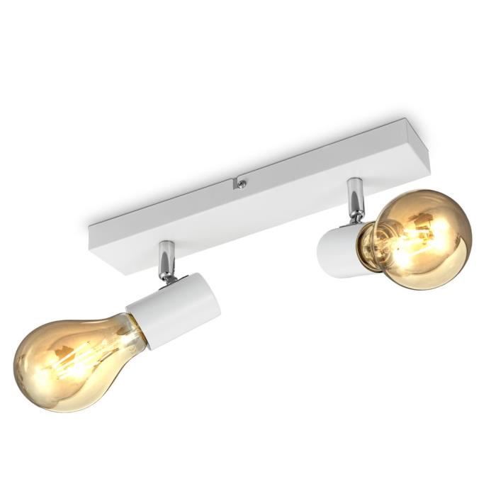 Applique murale - B.K.Licht - Plafonnier LED - 2 spots orientables - Design rétro - Blanc