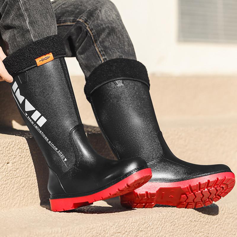 New Men's Long Tube Rain Boots Non-slip Waterproof Safety Work Shoes Fishing Shoes Platform Knee-high Rain Boots Galoshes 39-44