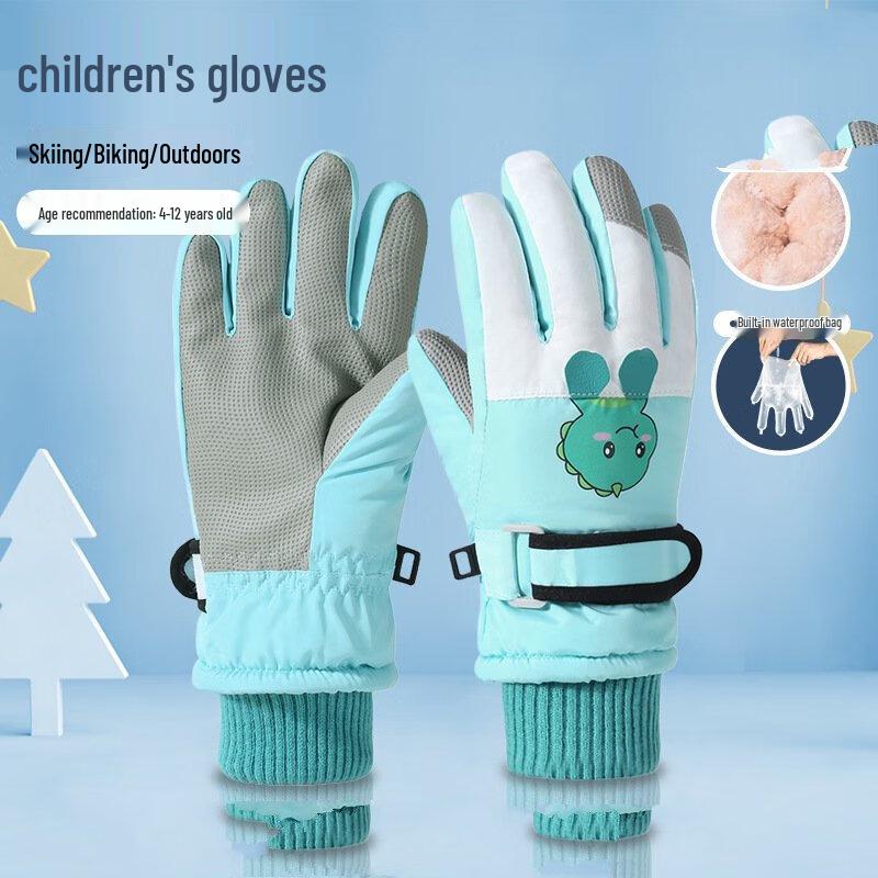 Tingbai Kids Winter 3D Dinosaur Gloves