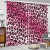 2PCS pink leopard print curtains with pole bag design   protecting privacy and suitable for various decorative scenes