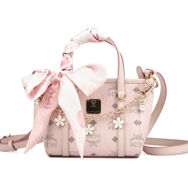 MCM Toni Pink Handbag Tote Strawberry panna cotta