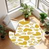 Modern Geometric & Heart Print Round Rug, Non-Slip Washable Floor Mat, Cute Abstract Circle Area Rug for Living Room Bedroom