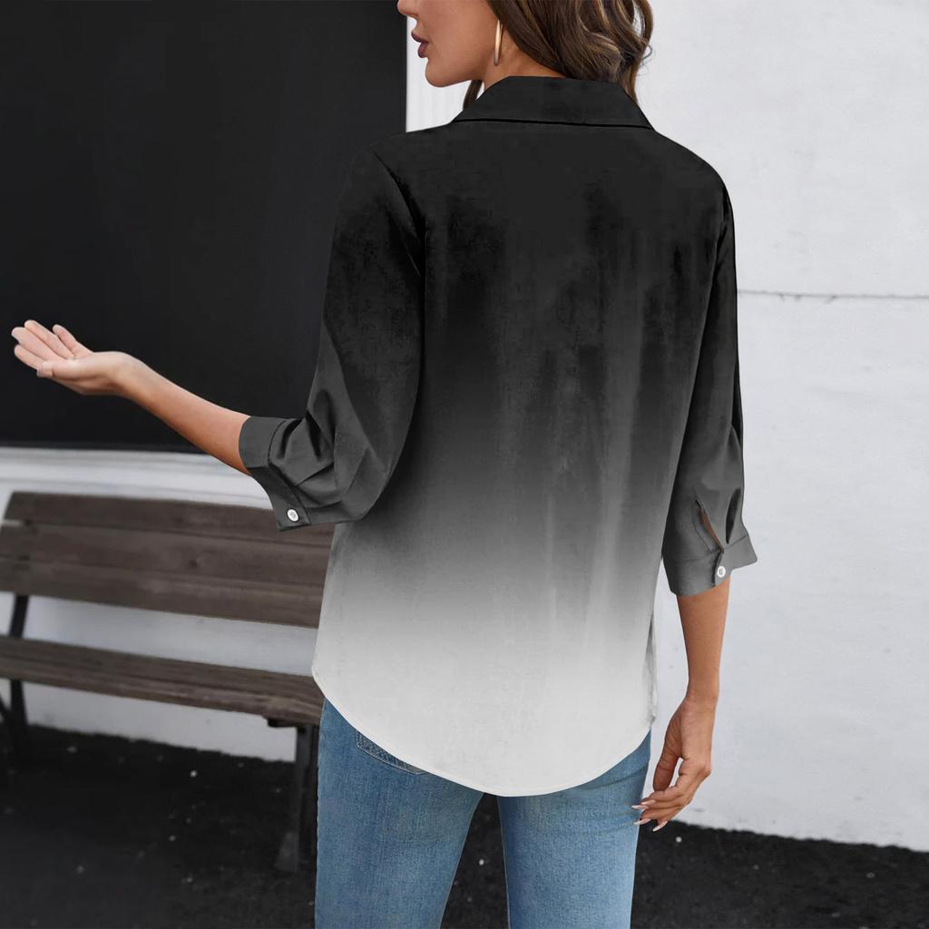 Women's T Shirt Tee Print Button  3/4 SleeveDaily Weekend Fashion Basic V, Neck Regular Top