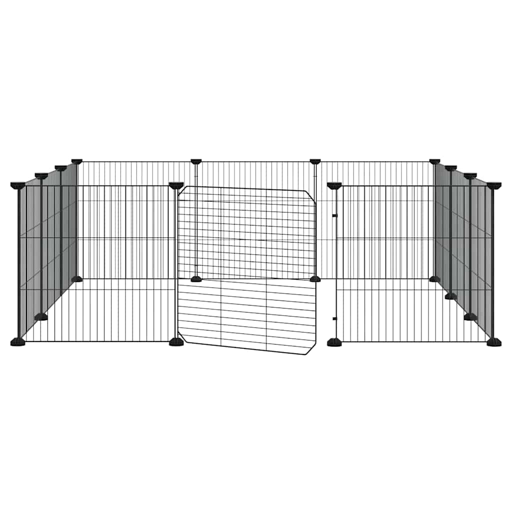 12 Panel Pet Cage with Door Black 35 x 35 cm Steel