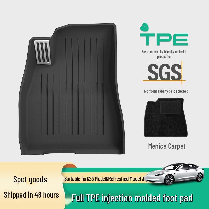 Eco-Friendly TPE Molded Pedal-Style Floor Mats for 2023 Tesla Model 3 Refresh