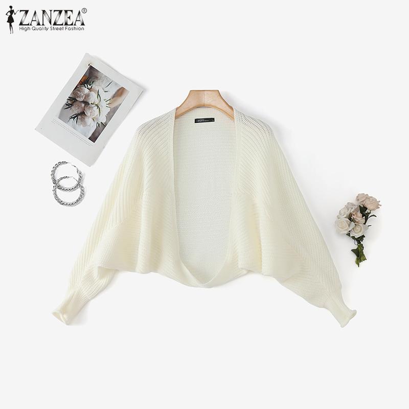 

ZANZEA Женский трикотажный кардиган с рукавами «летучая мышь», эластичный, повседневный, свободного кроя XL белый