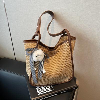 Niche Popular Straw Bag Women'S Versatile Commuter Bag Beach Vacation Large-Capacity Bucket Bag
