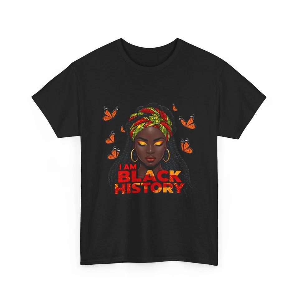 I Am Black History T-Shirt | Confident Woman With Butterflies T-Shirt XL