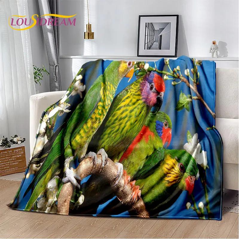 Macaws Colorful Birds Parrot Soft Plush Blanket,Flannel Blanket Throw Blanket for Living Room Bedroom Bed Sofa Picnic Cover Kids