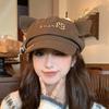 Korean Retro Cat Ear Octagonal Beret For Women Autumn And Winter Brushed And Warm