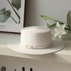 Flat Top Straw Hat Women's Summer Simple British Sun Hat Versatile Fashion Trendy Eaves Casual Top Hat