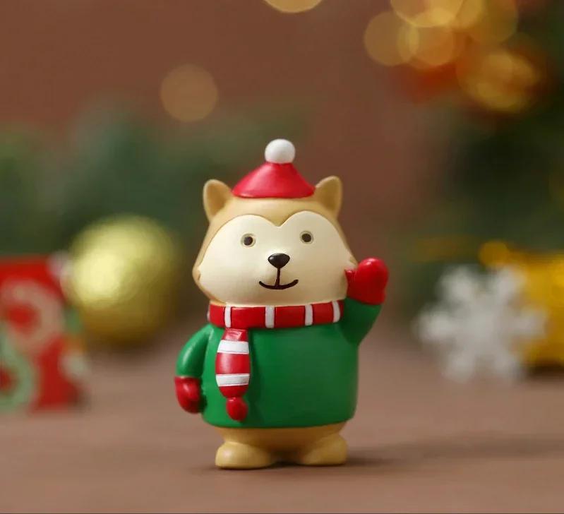 

Merry Christmas Resin Ornaments2025 1Pcs Christmas Tree Santa Claus Fox Deer Desktop Deer Desktop Decor Party Home Decorations
