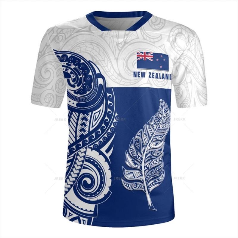 2025 Summer Men's New Zealand Maori Tribe Pattern Round Neck Short Sleeve Comfortable and Breathable Men's Sports and Leisure Top