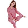 Women's Plaid Cotton Pajamas Set - Long Sleeve Cardigan for Spring, Summer, and Autumn.