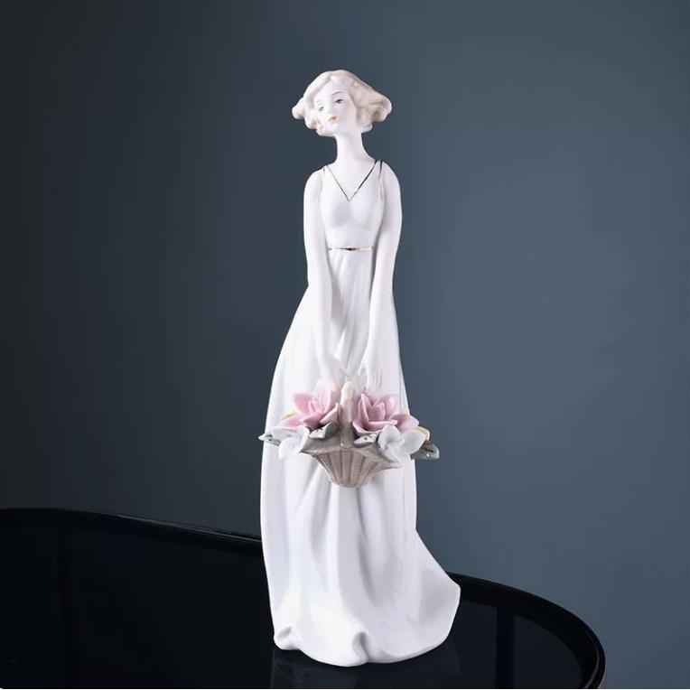 

Европейская керамическая фигурка дамы – Элегантное украшение для домашнего декора для гостиной, тумбы под телевизор или винного шкафа A