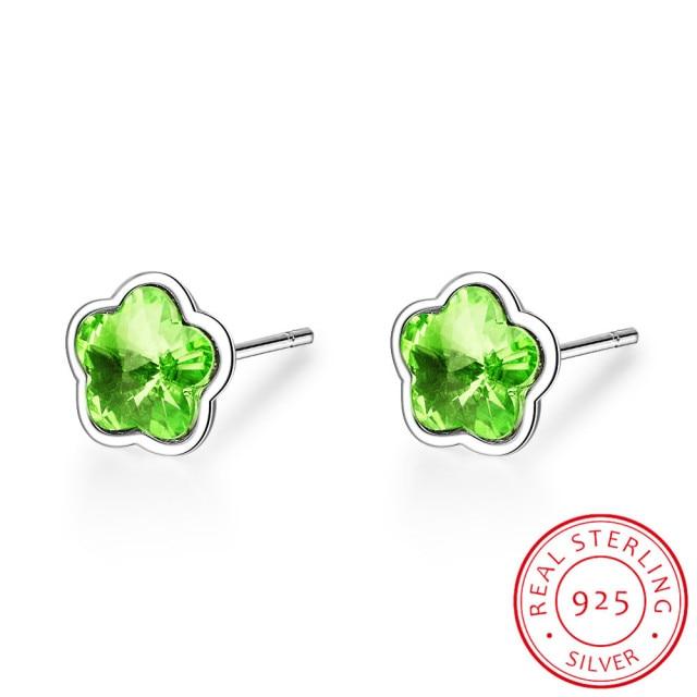 Lekani Kristalle Ohrstecker für Frauen Blumenohrringe Bijoux S925 Sterlingsilber Schmuck Chic Sexy