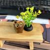 Green Sandalwood Woodcarving Curiosity Cat Animal Creativity Cute Wooden Cat Toys Birthday Gift