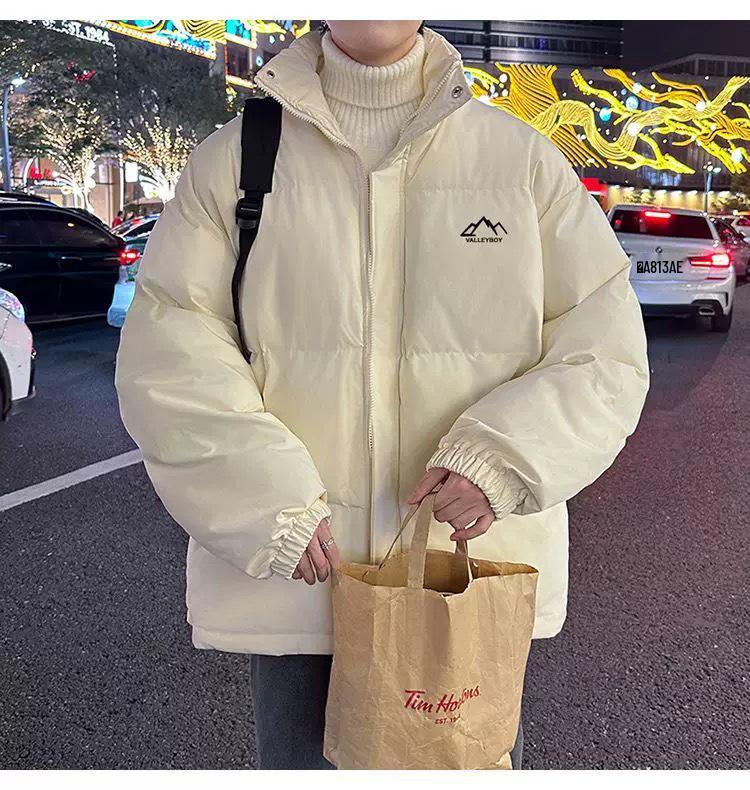 Men's Winter Oversized Cotton Puffer Jacket with Stand Collar - Trendy and Thickened for Couples