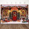 Santa Claus Shop Snowman Wreath Theme Banner Decoration Background Christmas Party Home Decoration Photography Backdrop Cloth
