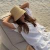 Moda K Pop Cappello a Secchiello di Paglia Naturale a Maglia Fine di Lusso per Donna Nuovo Cappello da Pescatore Parasole Estivo Cappellino a Secchiello Designer Coreano