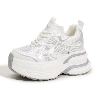Fashion 10CM Air Mesh Microfiber Leather Summer Ankle Boots Hollow Chunky Sneaker Vulcanize Bling Mixed Color Fsahion Women Shoes