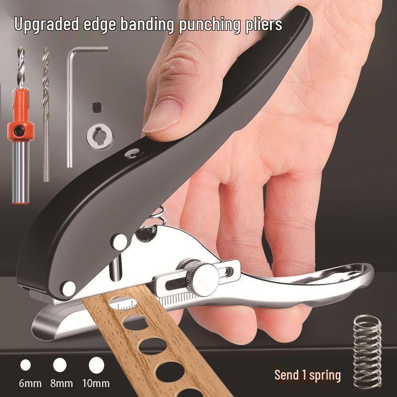 Yi Nian Edge Banding Strip Hole Punch Pliers - Strong, Non-Deforming Round Hole Puncher for Woodwork