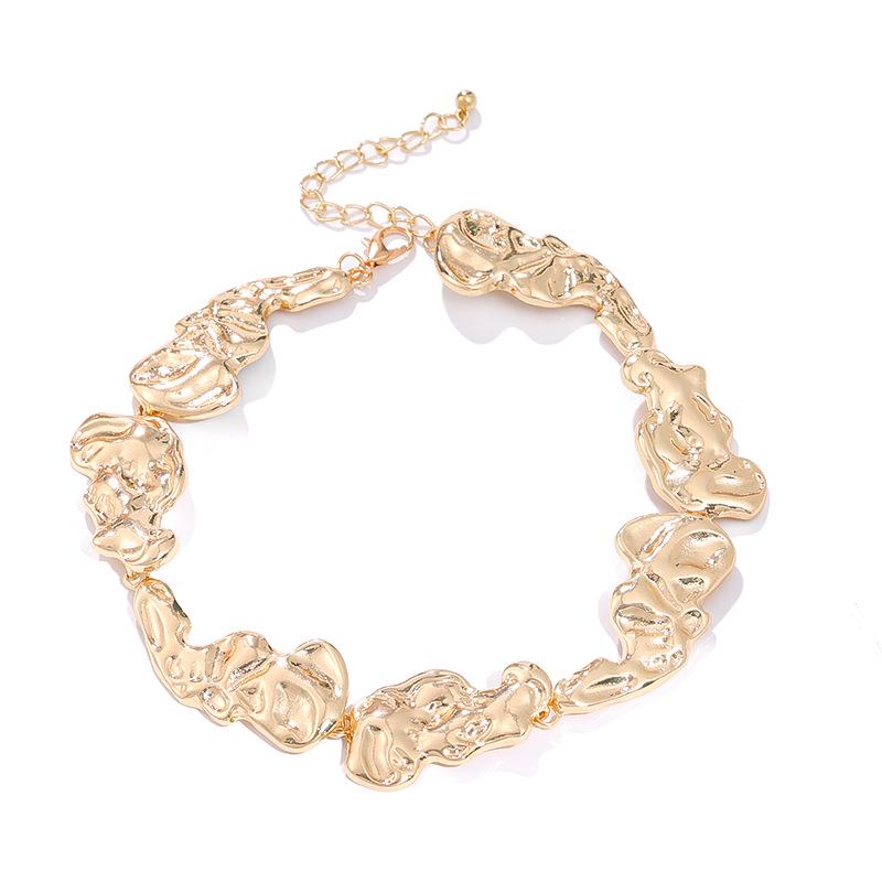 European & American Molten Lava Metal Necklace & Earrings Set: Irregular, Versatile, Exaggerated Design