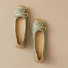 Xiaoxiangfengba French Mary Jane PU Bow One Pedal Light Mouth Muffin Bottom Low Heel Round Head Low Top Shoes Rubber