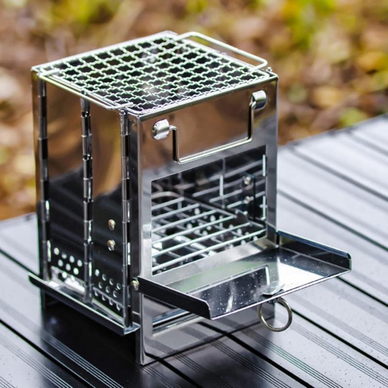 Portable Foldable Wind-proof Wood Burnings Stove Stainless Steel Alcohol Stove