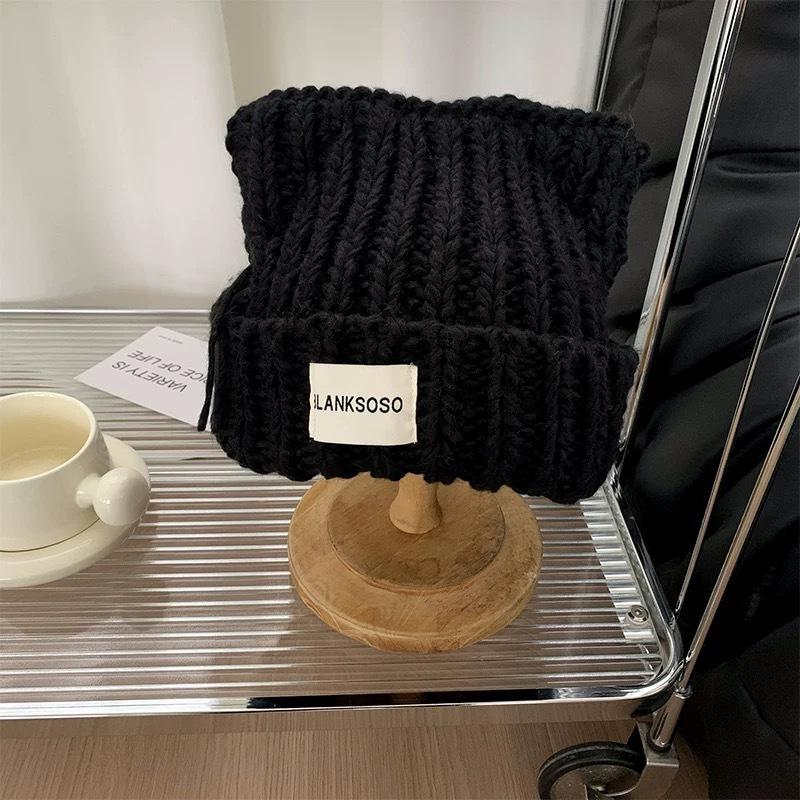 Cat Ear Tassel Woolen Hat for Women In Autumn and Winter Warm and Cute Versatile Ins Fashion Knitted Cold Hat for Students Out On The Street