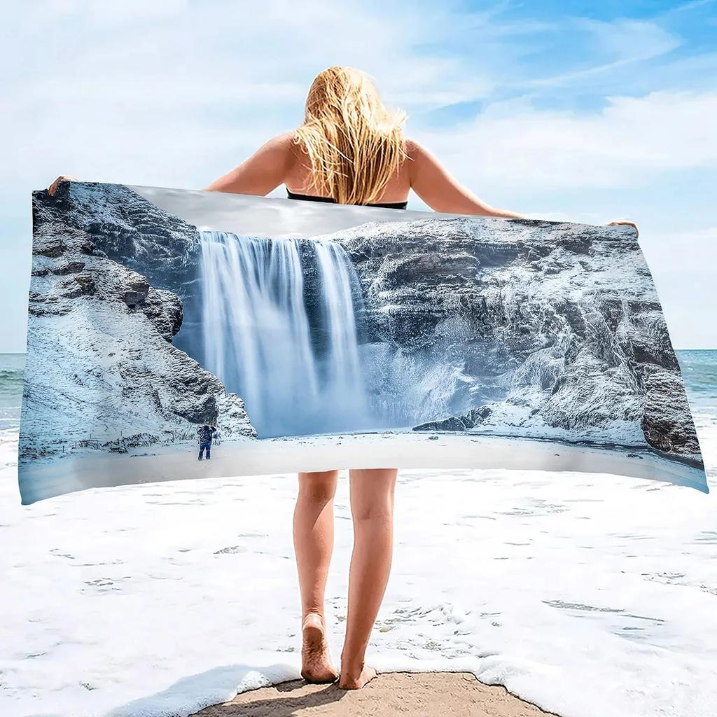 Waterfall Beach Towel Nature Scenery Bath Towel Portable Quick Dry Camping Travel Sport Spa Swimming Pool Towels Picnic Yoga Mat