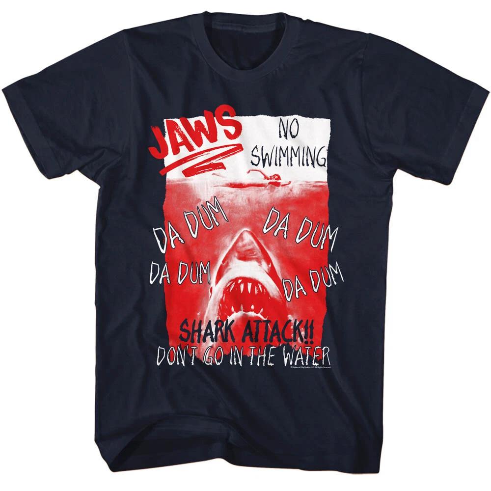 Jaws 70 s Thriller Movie Bloody Water NO SWIMMING Da Dum Da Dum Men s T Shirt 4XL