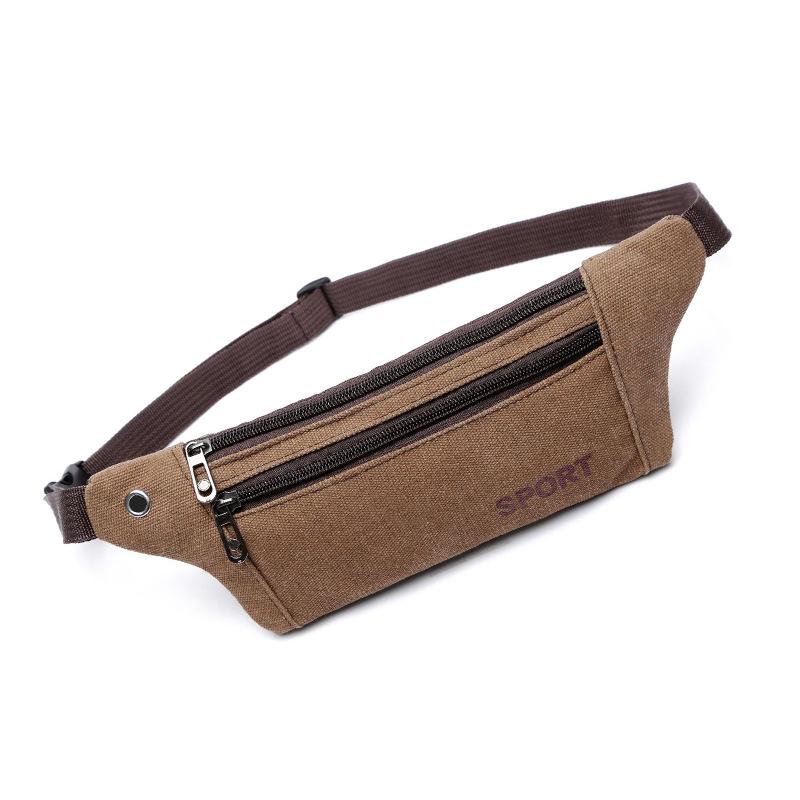 Custom Logo Unisex Crossbody Canvas Waist Bag for Outdoor Sports, Mountaineering, Fitness & Running