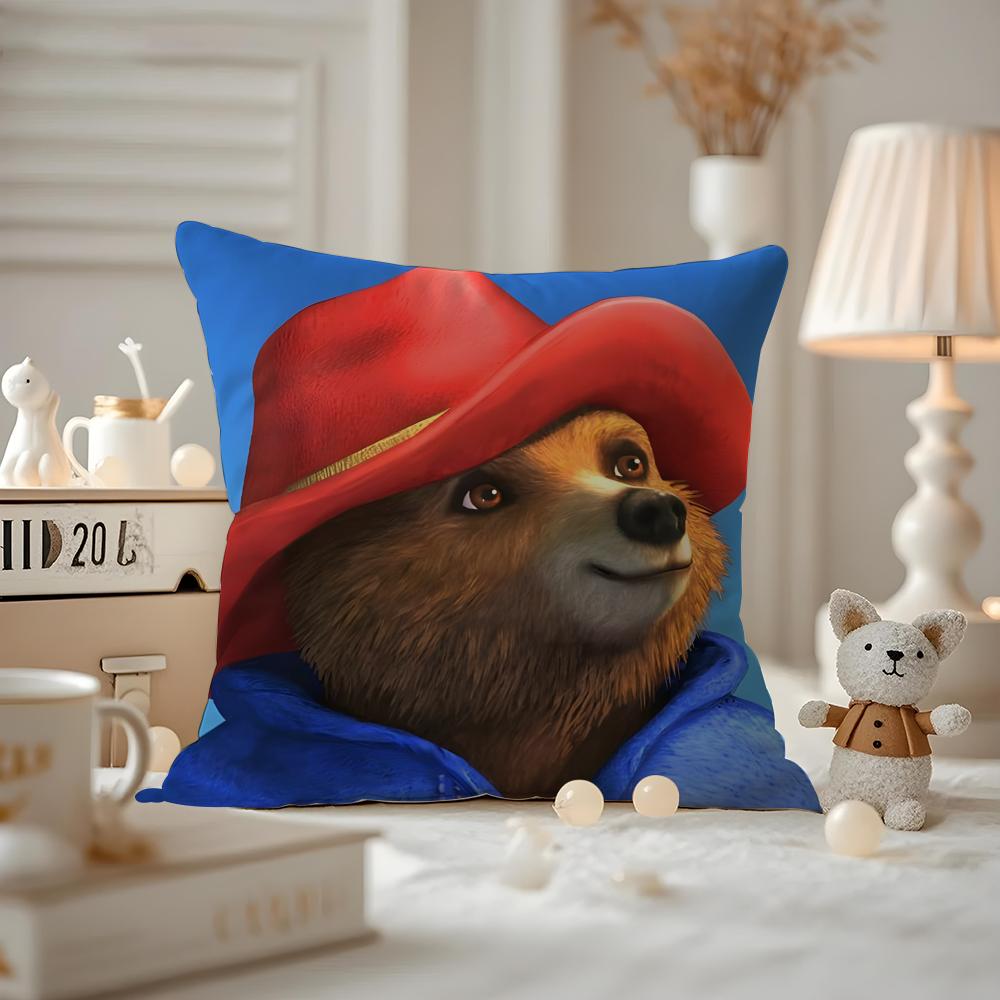 

Anime pPaddington bBear Cushion Cover Antidustmite Pillowcase Invisible zipper silky short plush Sofa cushion cover 30X30cm