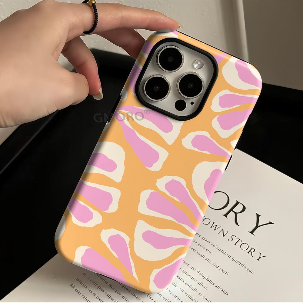 Abstract pattern wireless magnetic suction Apple 17 2-in-1 film case iPhone16/15 mobile phone case AIR hard