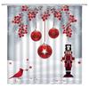 Christmas Nutcracker Shower Curtain, Christmas Tree Snowman Bathroom Curtain Decoration Set With Hook Fabric Christmas Gift