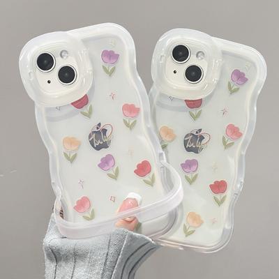 Colorful Tulips Suitable for Apple 16pro Mobile Phone Case 15 Full Cover Anti-fall 14 Invisible Double Bracket 13 Silicone Xr